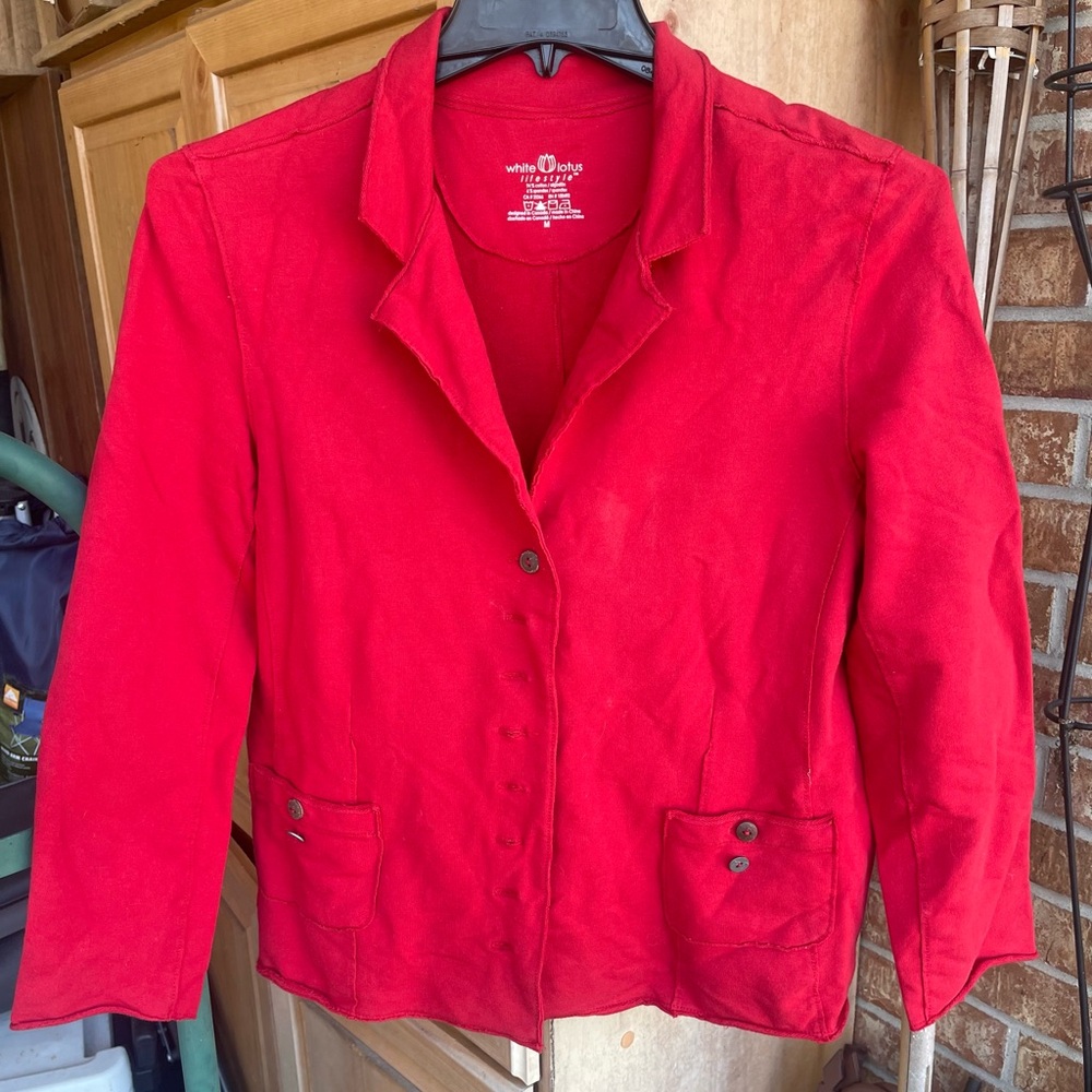 White Lotus Lifestyle red cotton blend jacket -size medium
